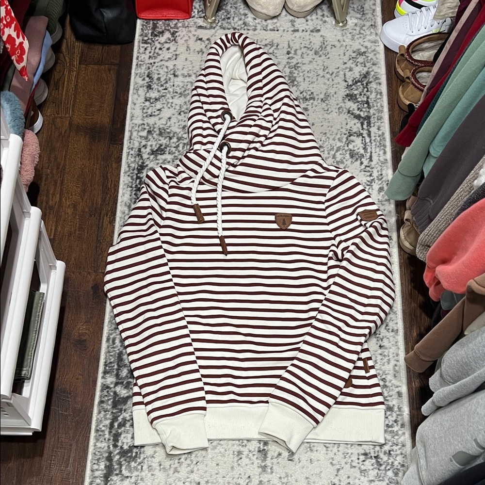 Wanakome Brown and White Striped Hoodie